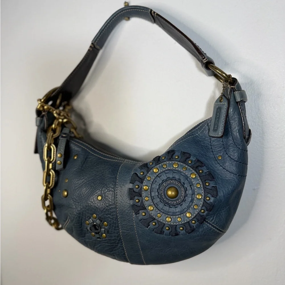 Coach Mia Denim Blue Soho Leather Shoulder Bag/Hobo w/Embellishments 10062 - Picture 2 of 8